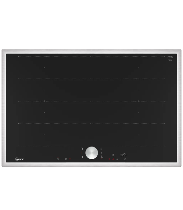 NEFF T68STY4L0 Piano Ad Induzione 80 Cm - In Vetroceramica, Cornice In Acciaio, Home Connect, 2 Zone Flex E Twistpad®
