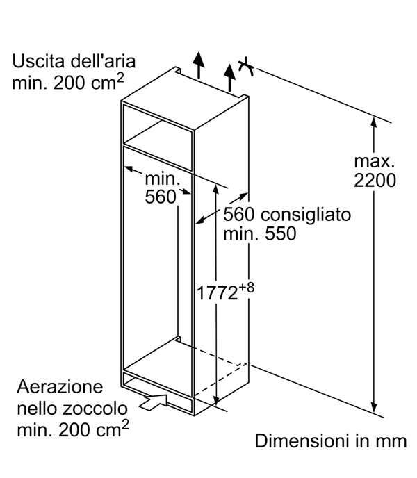 NEFF KI1813DD0 Frigorifero monoporta, cerniere piatte Classe D, h.177,2cm, SoftClose