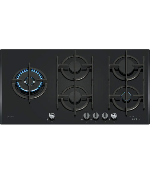 NEFF T29RHS4S0 Piano cottura a gas, 90 cm, Vetro temprato, Nero