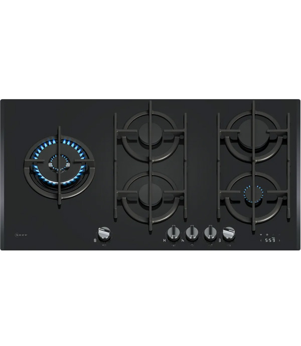 NEFF T29RHS4S0 Piano cottura a gas, 90 cm, Vetro temprato, Nero