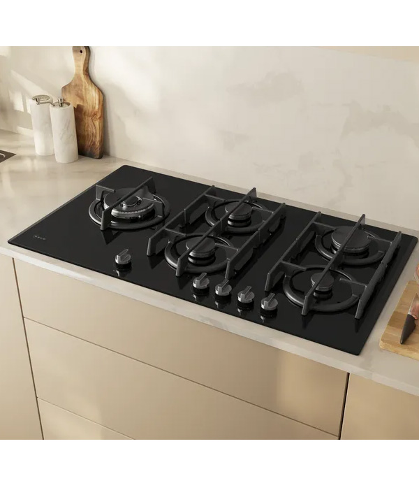 NEFF T29RHS4S0 Piano cottura a gas, 90 cm, Vetro temprato, Nero