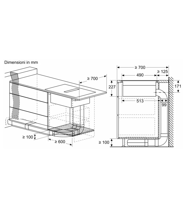 NEFF V57PHQ4C0 Piano a induzione con cappa integrata, 70 cm