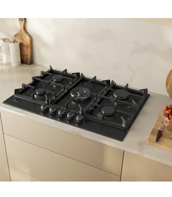 NEFF T27CIQ8S0 Piano cottura a gas, 75 cm, acciaio smaltato, Nero